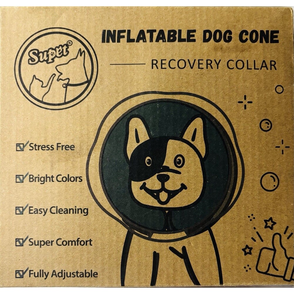 Supet Inflatable Dog Cone Collar. Adjustable